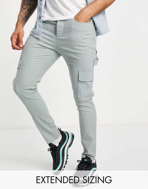 ASOS DESIGN skinny cargo trousers in washed khaki