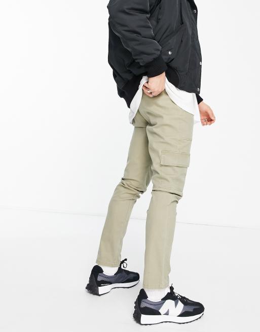 ASOS DESIGN skinny cargo trousers with laid on pockets in light khaki