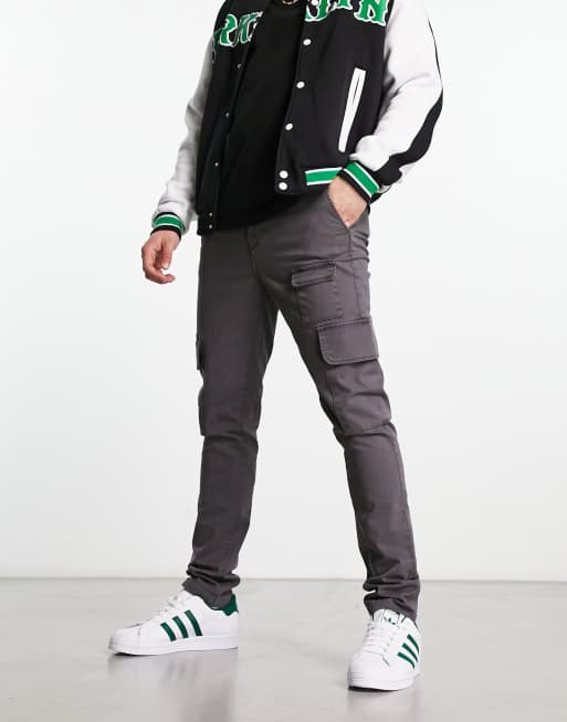 ASOS DESIGN - Skinny cargobroek in zwart met wassing
