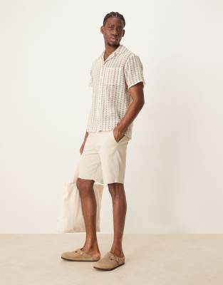Asos Design Skinny Chino Short In Neutral