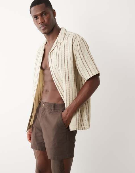 ASOS DESIGN skinny chino short in short length in brown - view 1