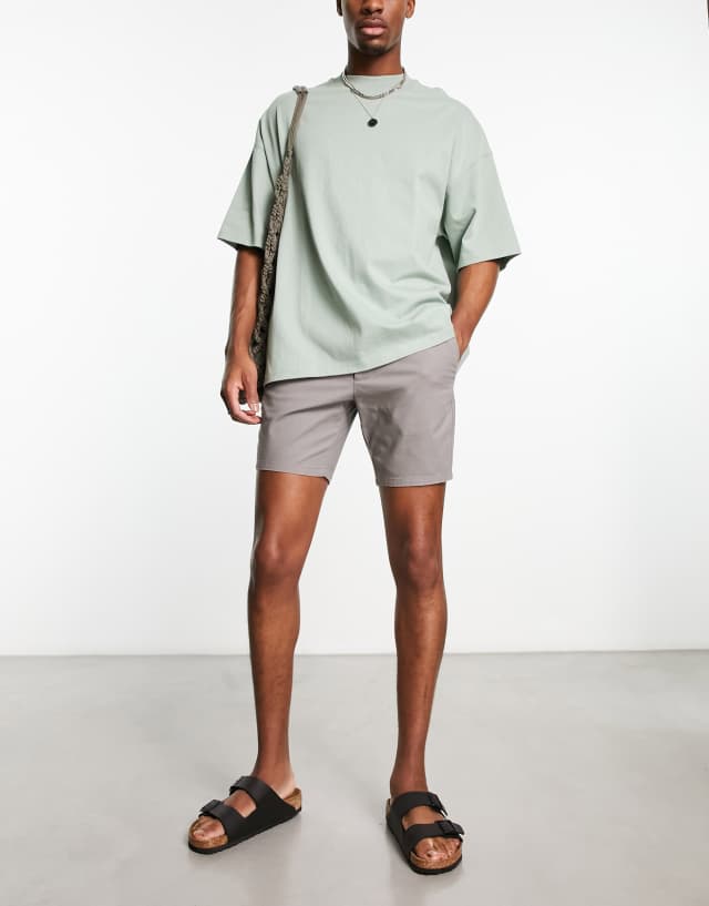 ASOS DESIGN skinny chino shorts in charcoal