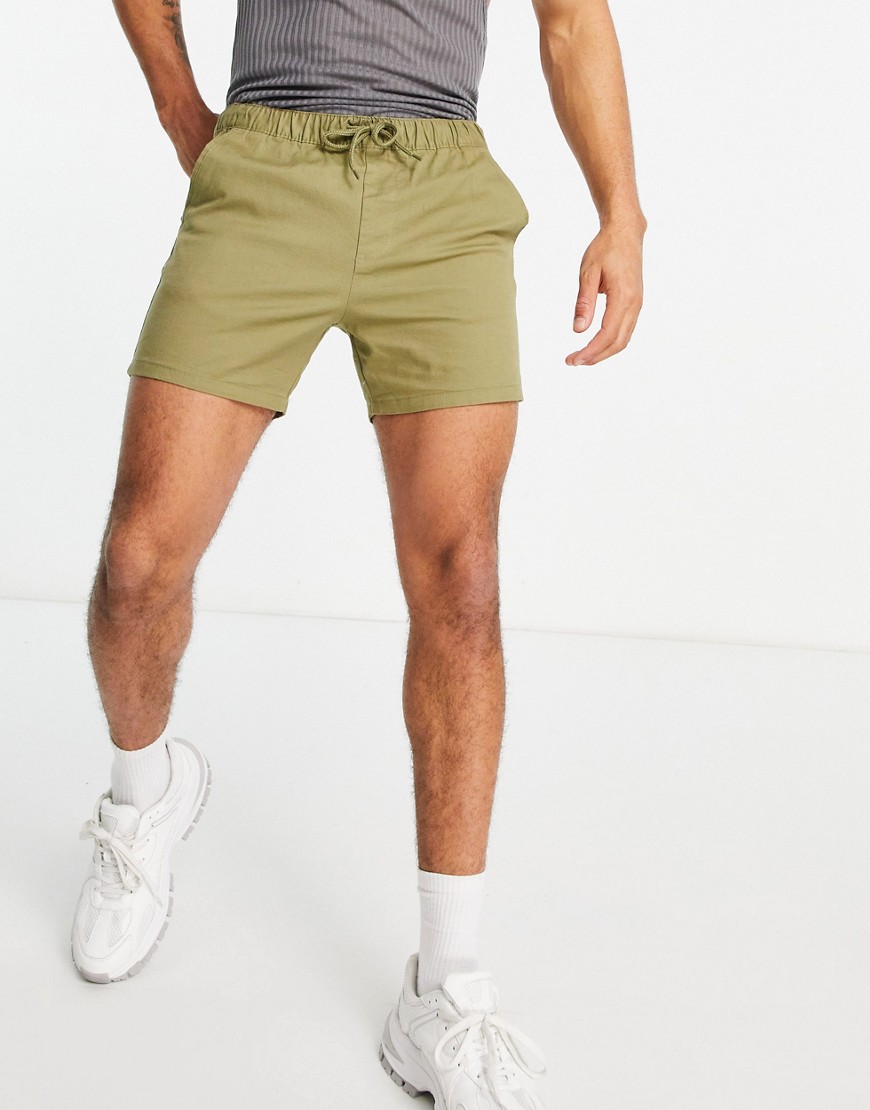 ASOS DESIGN skinny chino shorts in green