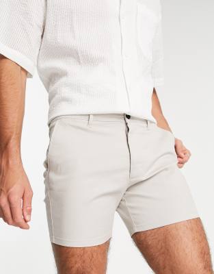 grey skinny chino shorts