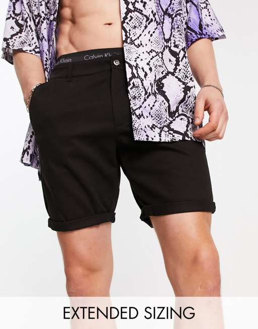 ASOS DESIGN skinny chino shorts in black