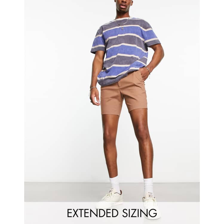 ASOS DESIGN skinny chino shorts in mid length in brown ASOS