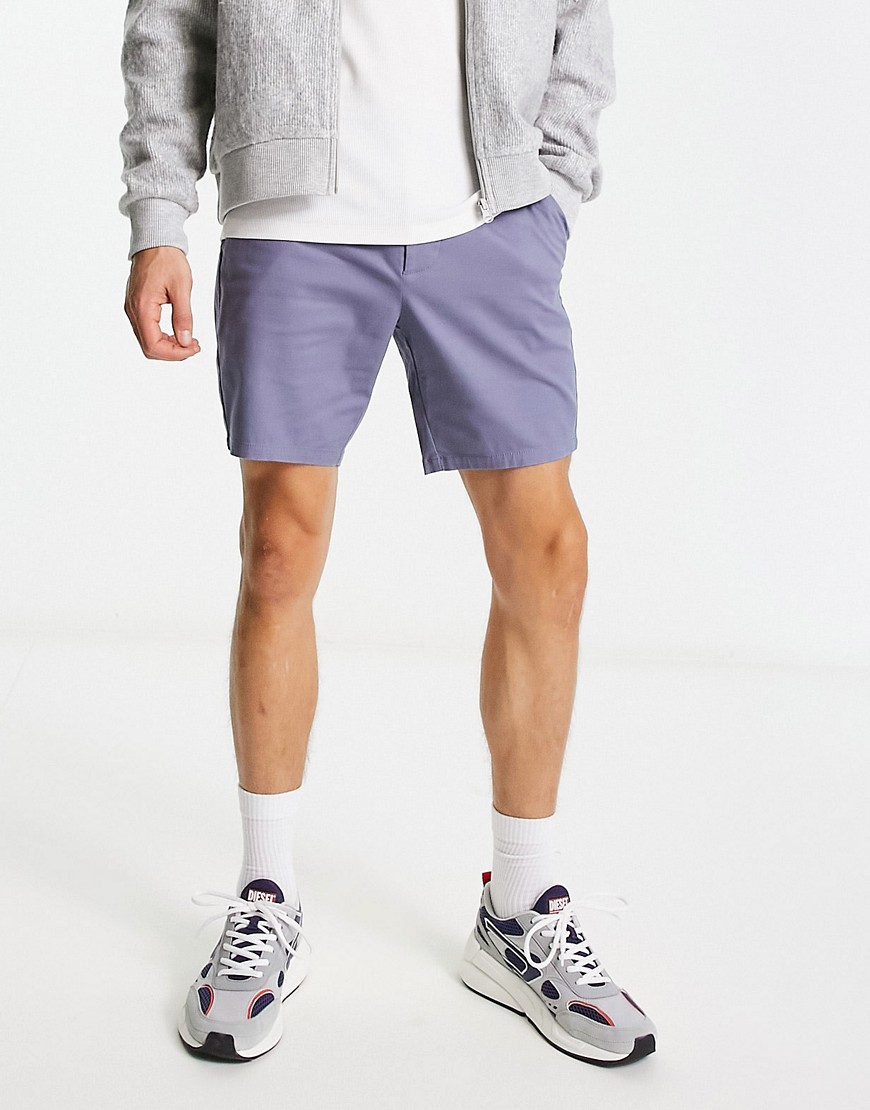ASOS DESIGN skinny chino shorts in mid length in grey