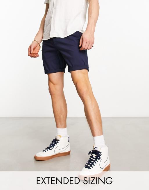 ASOS DESIGN slim chino shorts in navy