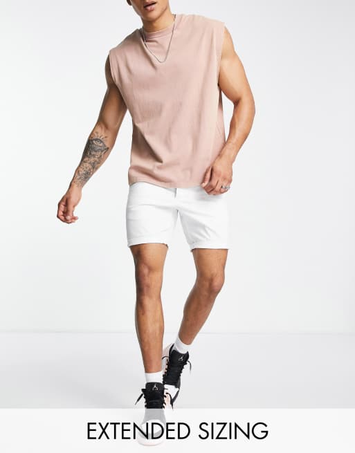 ASOS DESIGN slim chino shorts in mid length in white