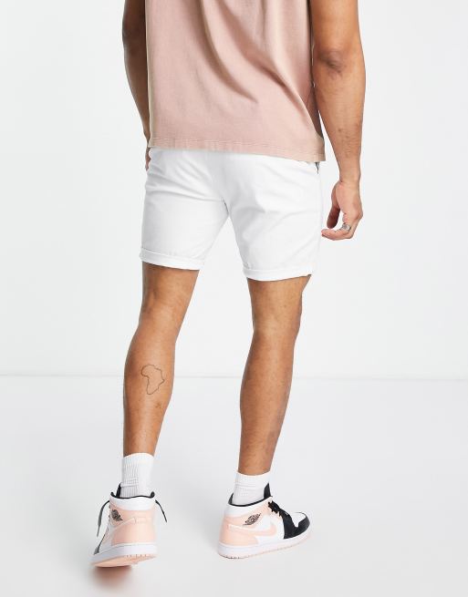 ASOS DESIGN oversized shorts in washed white cotton with city print - WHITE