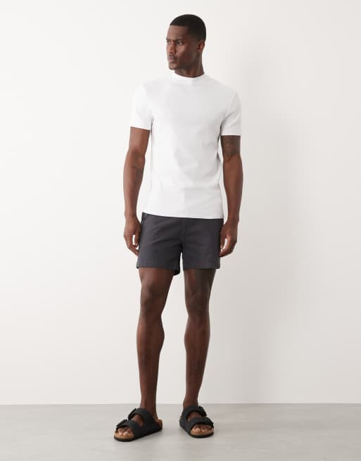 ASOS DESIGN skinny chino shorts in short length in charcoal, 2 of 5