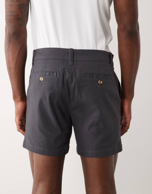ASOS DESIGN skinny chino shorts in short length in charcoal, 5 of 5