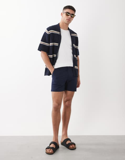 ASOS DESIGN skinny chino shorts in short length in navy - view 1