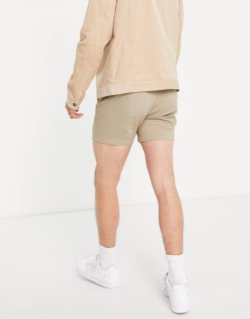 ASOS DESIGN skinny chino shorts in shorter length in beige , 2 of 4