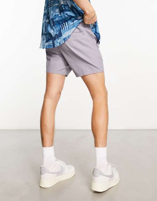 ASOS DESIGN chino shorts in extreme shorter length in grey