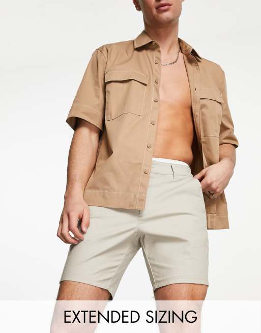 ASOS DESIGN chino shorts in extreme shorter length in grey