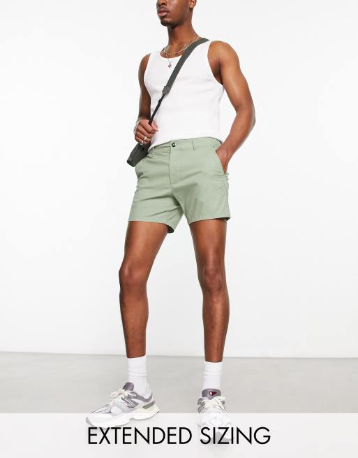 Mens skinny sale khaki shorts