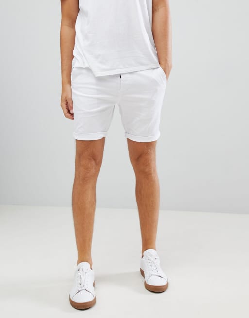 ASOS DESIGN skinny chino shorts in white