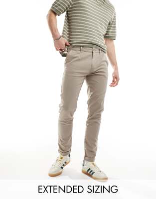 FhyzicsShops DESIGN - Skinny-chinos i vasket beige