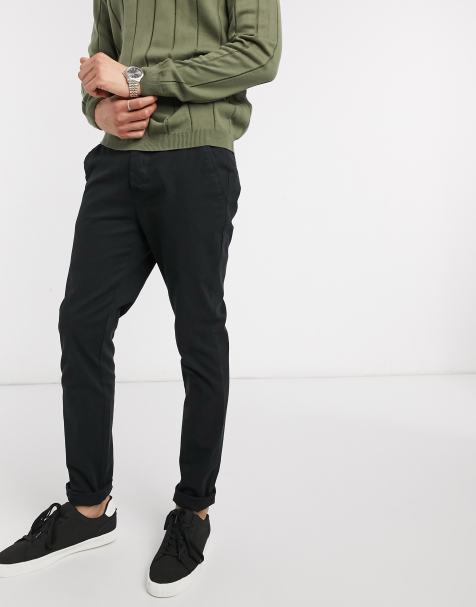 mens skinny fit black chinos