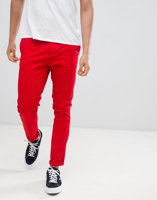 Red skinny hot sale chinos mens