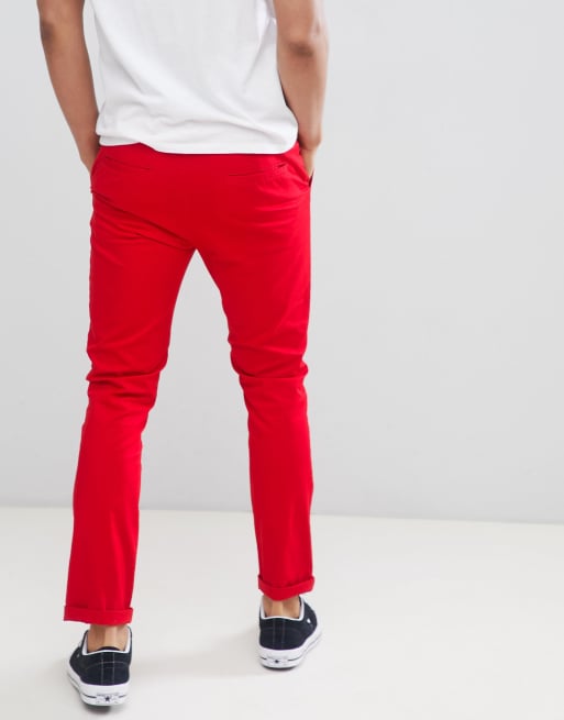 ASOS DESIGN skinny chinos in bold red