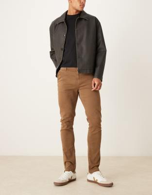 Asos Design Skinny Chinos In Brown