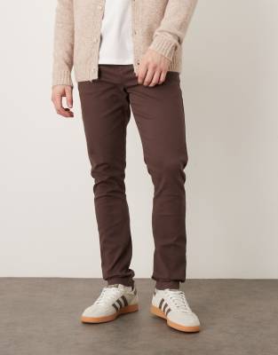 Asos Design Skinny Chinos In Brown