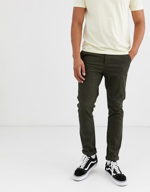 ASOS DESIGN skinny chinos in dark khaki ASOS Super Skinny Chinos In Dark Khaki