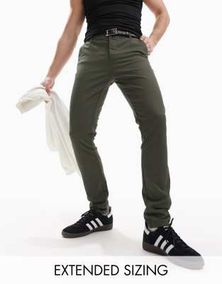 ASOS DESIGN skinny chinos in khaki-Green