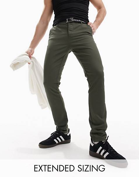 Slim Fit Trousers With Side U Lock Belt in Charcoal FWRD Men Clothing Pants Skinny Pants 