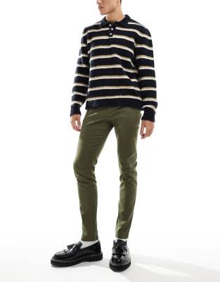 Asos Design Skinny Chinos In Khaki-green