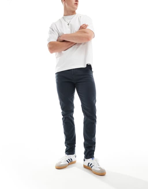 ASOS DESIGN - Skinny chino's in marineblauw met wassing, 3 van 5
