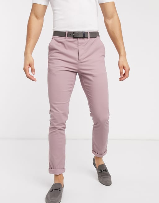 ASOS DESIGN skinny chinos in pink | ASOS