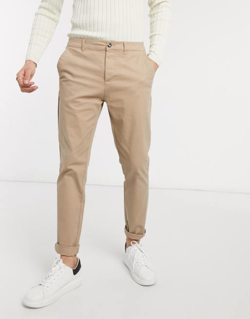 Asos Design Skinny Chinos In Stone Asos