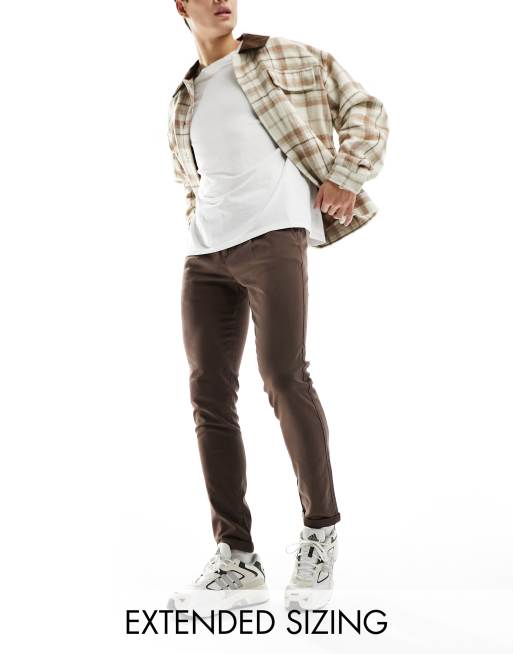 ASOS DESIGN skinny chinos in washed brown