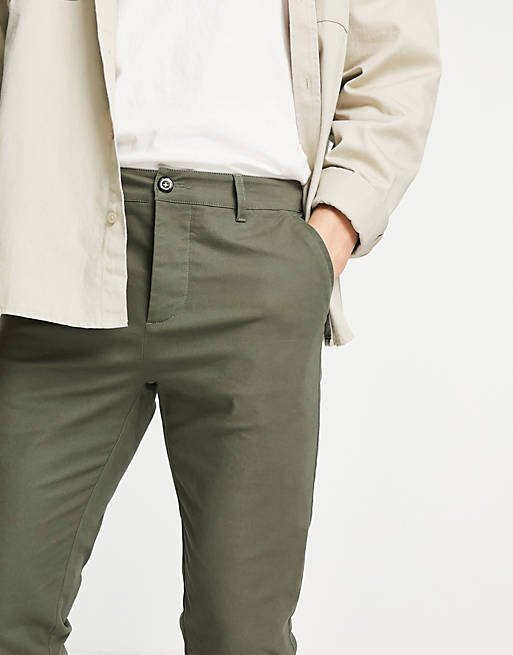  skinny chinos in washed green 
