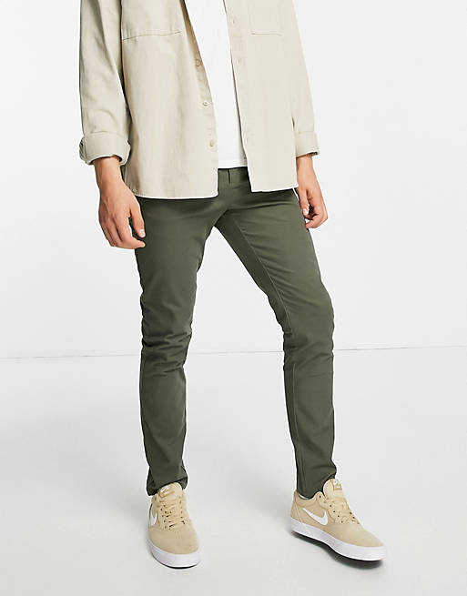  skinny chinos in washed green 