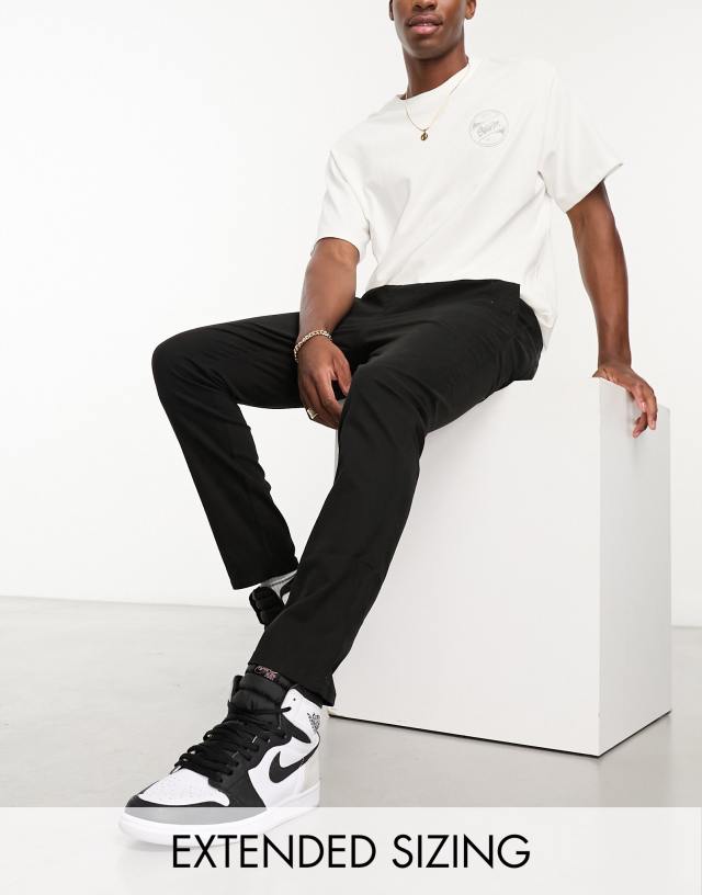 ASOS DESIGN skinny chinos with elastic waist in black