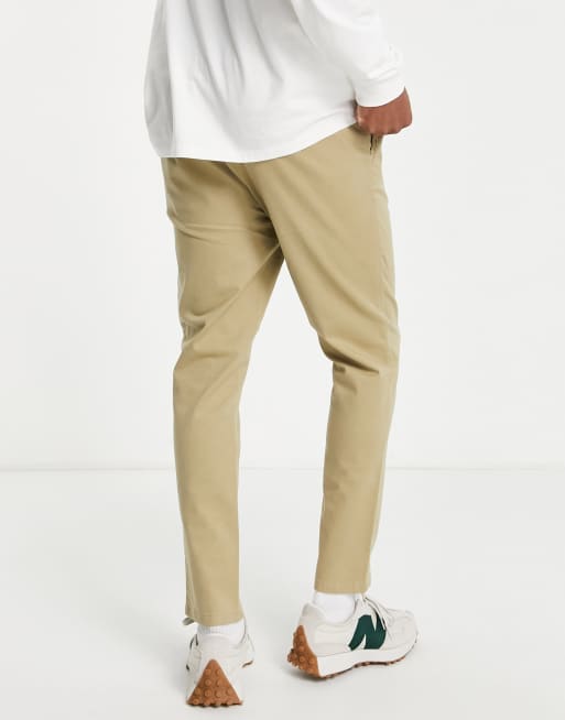 ASOS DESIGN skinny chinos with elastic waist in mid beige, 2 of 4