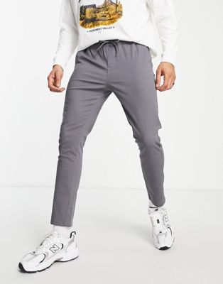 ASOS DESIGN skinny chinos with elasticated waist in grey