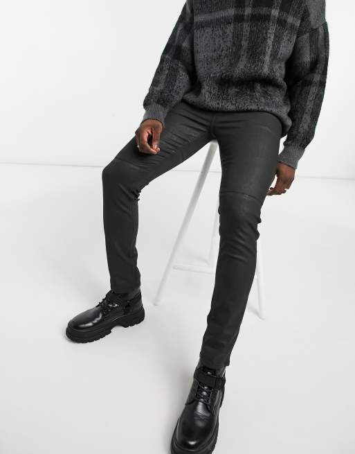 Asos black coated on sale jeans