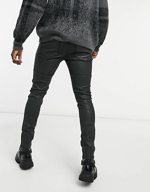 DESIGN skinny coated jeans in black with | ASOS