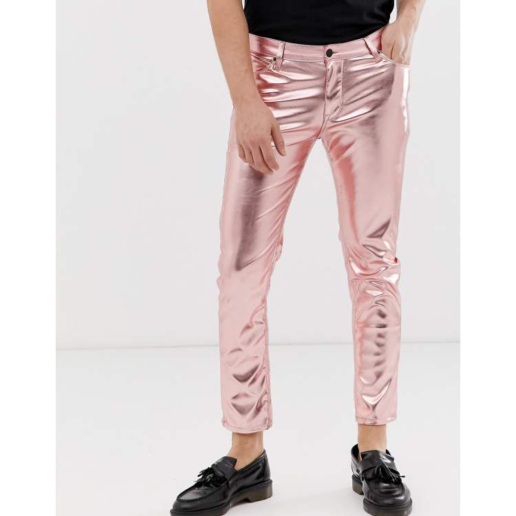 Pink cheap coated jeans