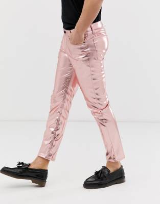 pink metallic jeans