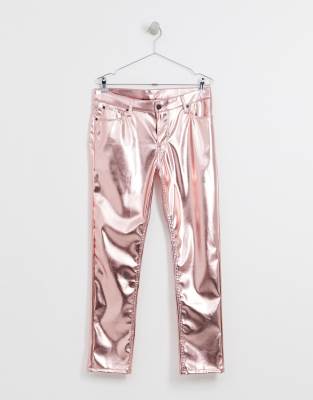 pink metallic jeans