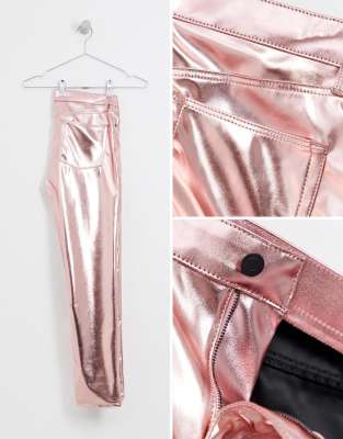pink metallic jeans