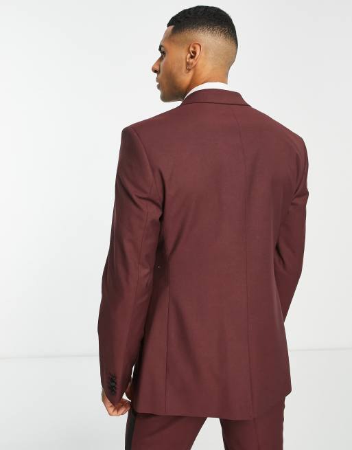 ASOS DESIGN - Skinny colbert in bordeauxrood, 2 van 4