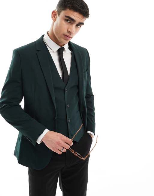 ASOS DESIGN - Skinny colbert in bosgroen