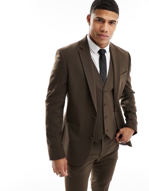 ASOS DESIGN - Skinny colbert in chocoladebruin